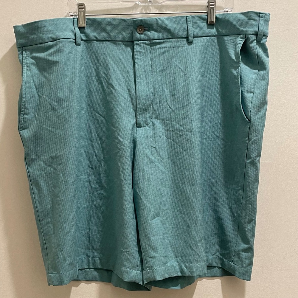 Walter Hagen Mens Golf Shorts 42 Teal Green Textured Performance Stretch 11 Logo